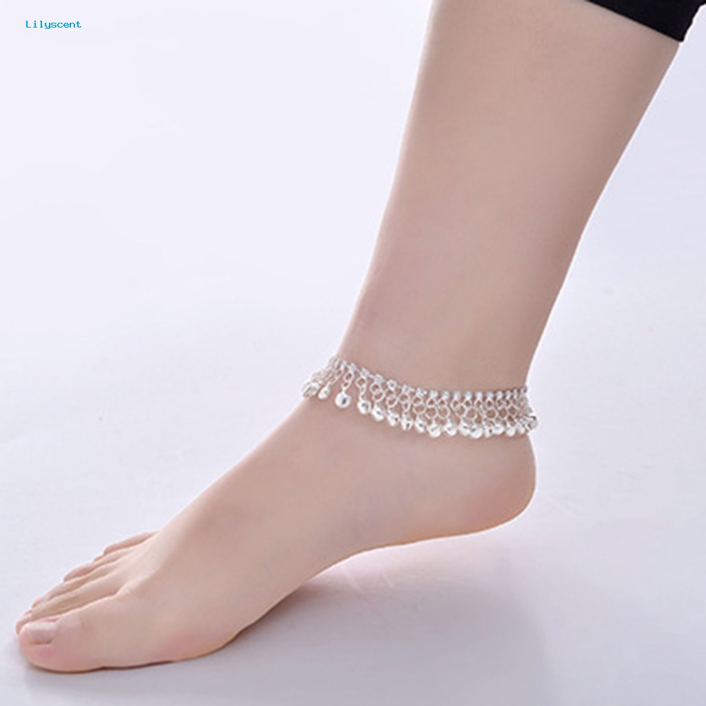 Lilyscent Alloy Rantai Kaki Untuk Pakaian Sehari-Hari Kepribadian Bell Rumbai Gelang Kaki Indah