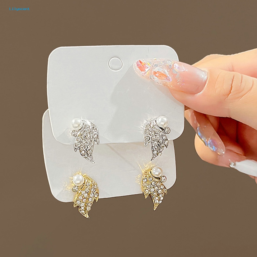 Lilyscent 1pasang Anting Pejantan Tepi Halus Aksesori Fashion Wanita Maple Leaf Ear Studs Perhiasan Aksesoris Berlian Imitasi Penuh