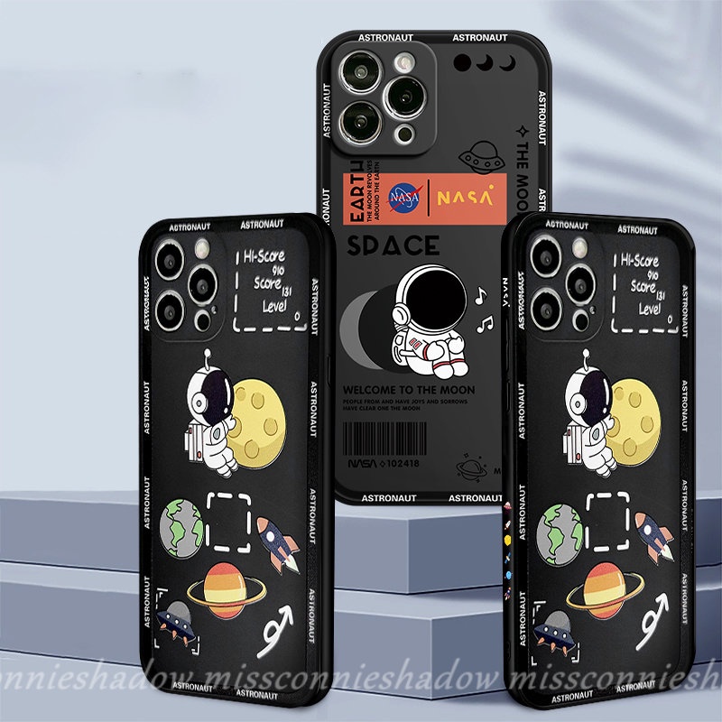 Case Infinix Hot 10 11 9 Play Smart 4 5 6 Plus 12pro 12 Note 8 12 2023 11 12 G96 Hot 12i 10Lite 9 20 20s 10t 10s 12 11 8 11s Trendy Brand NASA Astronot Straight Edge Soft Sarung