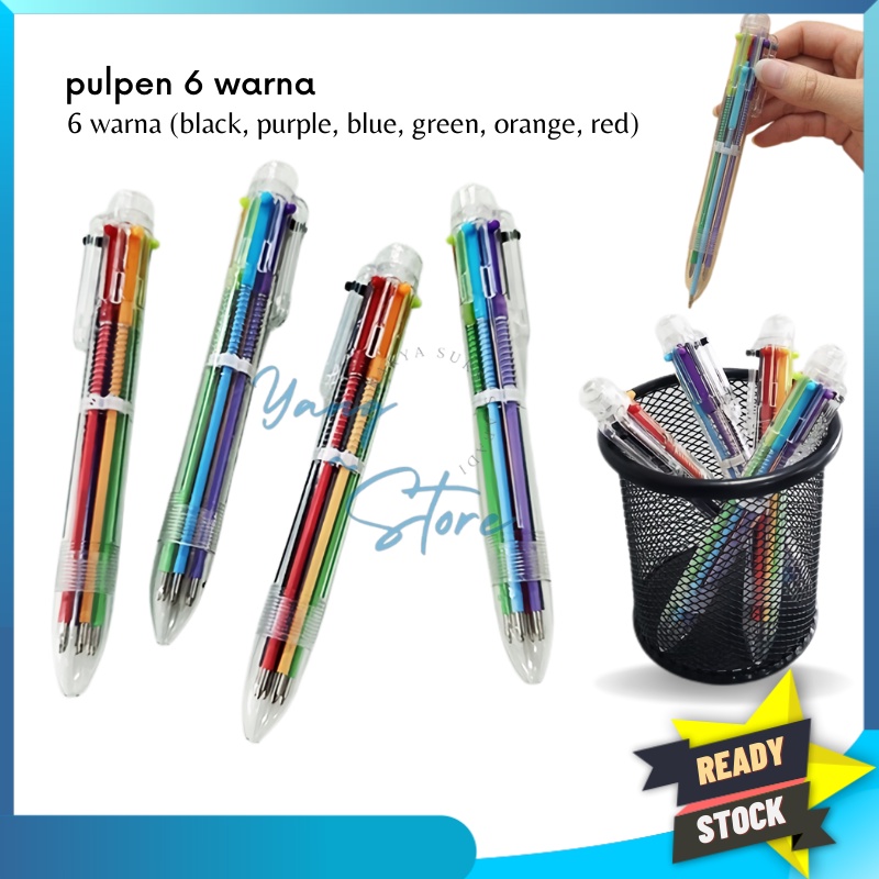 

YGS -E412- Pulpen 6 Warna - Alat Tulis Sekolah Kantor Pulpen 6 Warna Transparan - Pen Six in One Colour