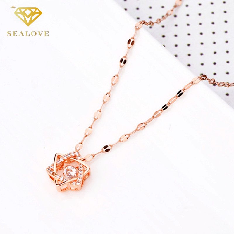 Kalung Titanium Wanita Anti Karat Kalung Bintang Emas 18K Perhiasan Korea