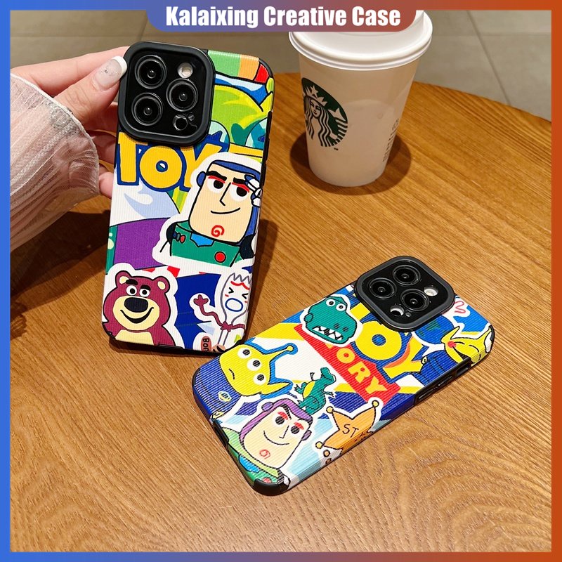 Casing Ponsel Kulit Garis Persegi Untuk iPhone14 Pro Max13 12 11 Xs Max X XR 7per8 Plus 14Plus Lembut Penutup Belakang Motif Toy Story