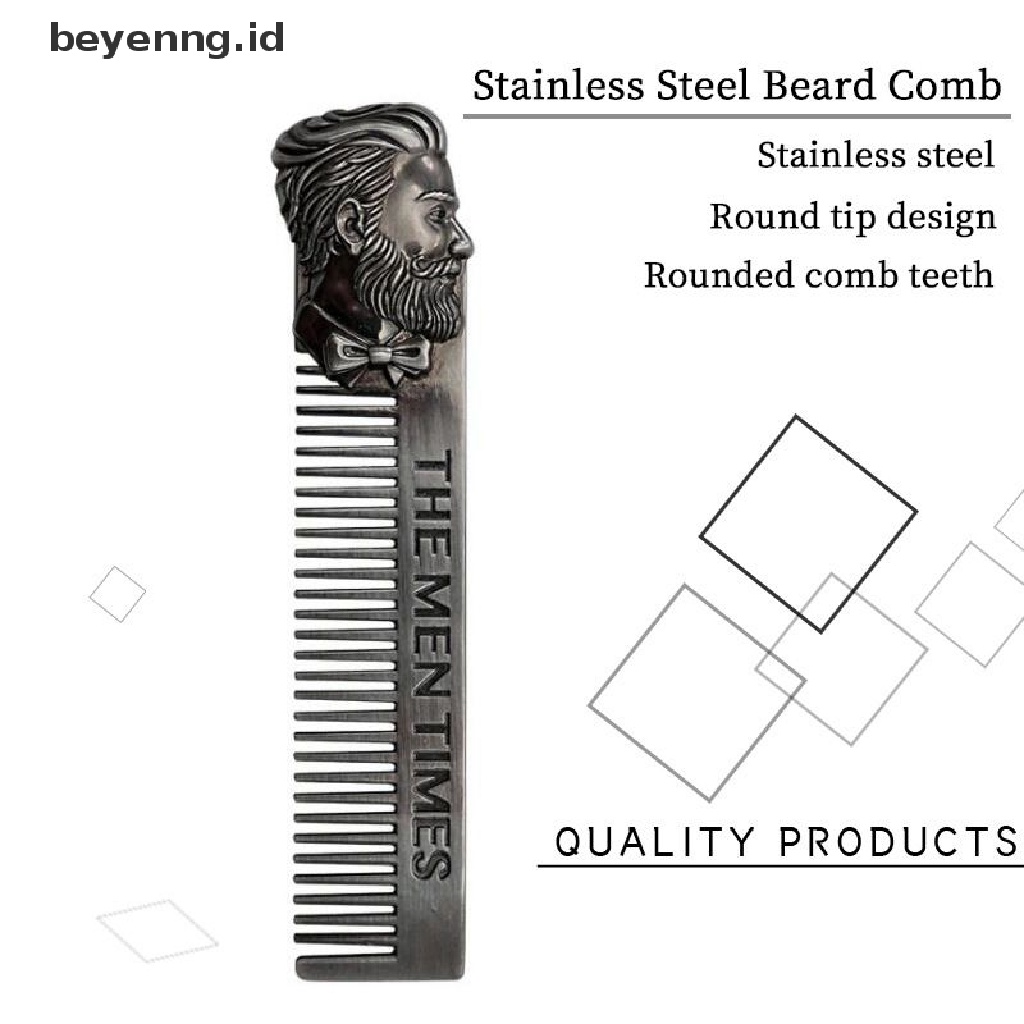 Beyen 1Pc Gentelman Barber Styling Alat Sisir Logam Stainless Steel Pria Jenggot Comb ID