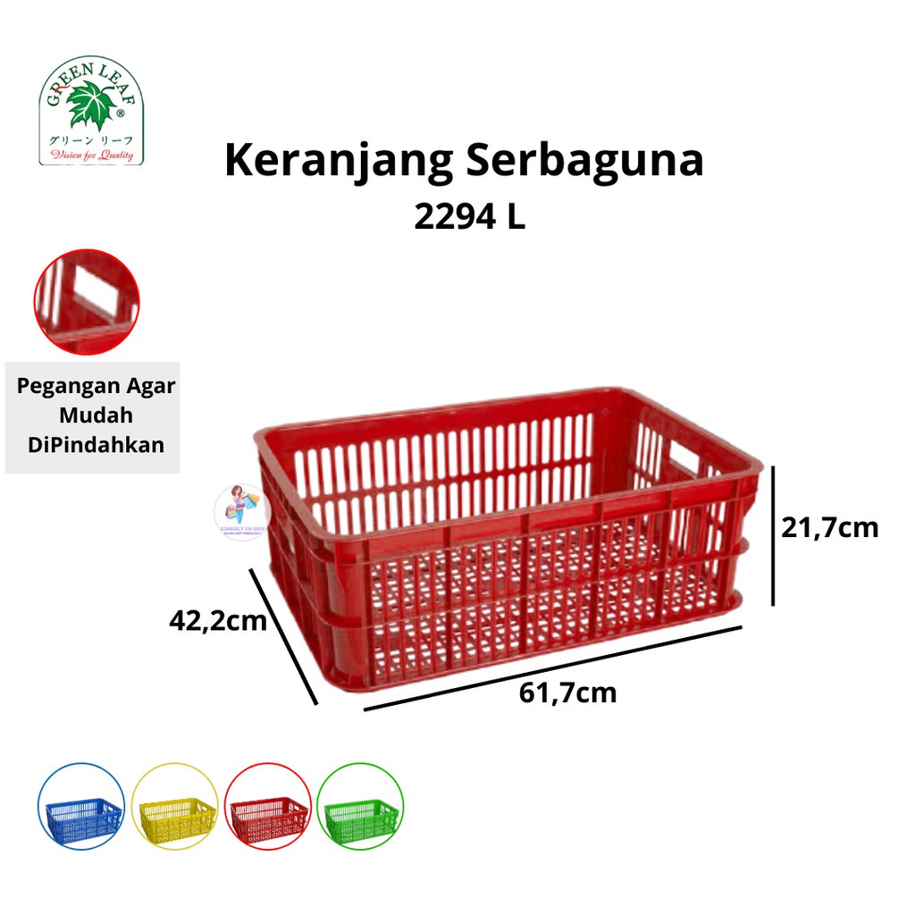 Keranjang Industri Container Box Lubang 2294 L Green Leaf