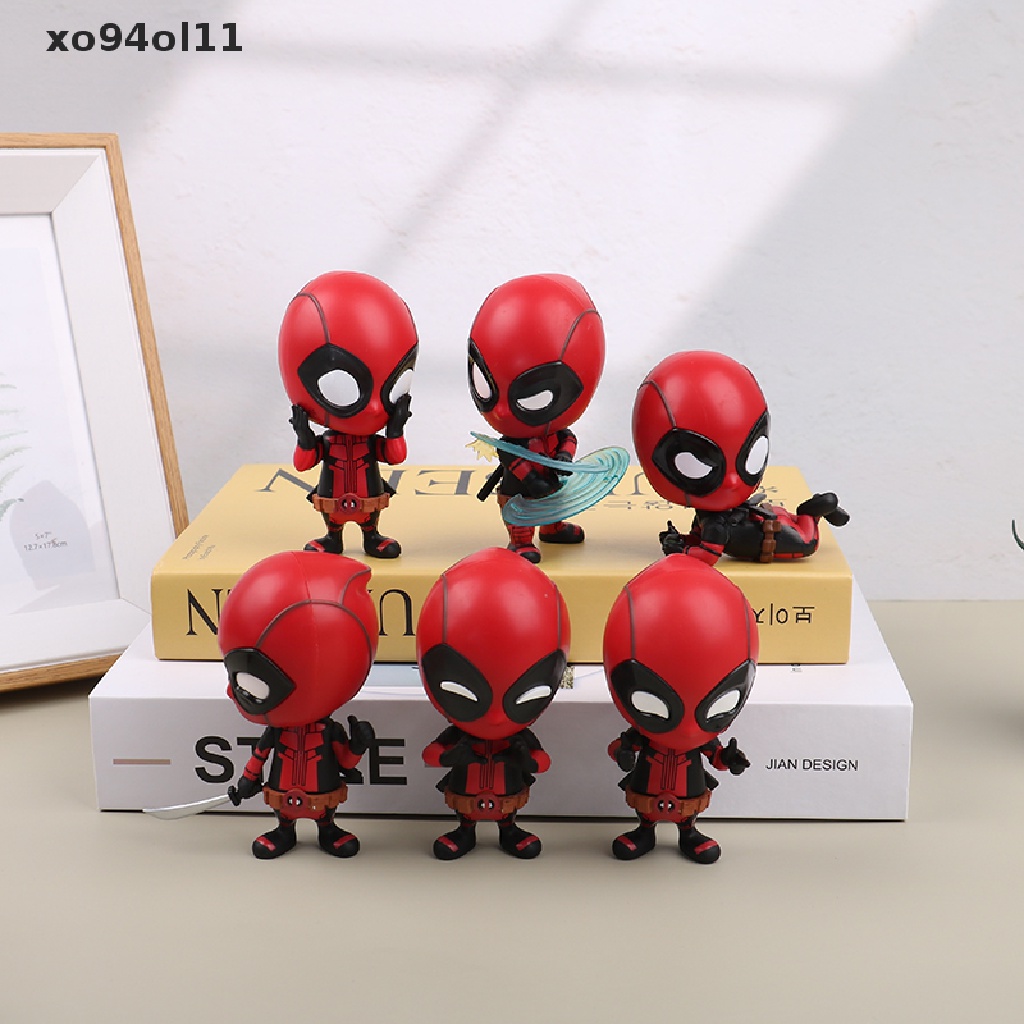 HOT TOYS Xo Marvel Anime Hot Mainan Cosbaby Deadpool Mini PVC Mini Action Figure Qversion Model Koleksisuper Hero Mainan Bobble Kepala Boneka Mobil Dekorasi Aksesoris OL