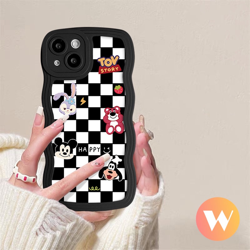 Kartun Toy Story Checkerboard Love Heart Casing Realme C35 C21Y C30 C15 C11 C20 C25s C55 C33 C20A C25 C3 C17 C25Y C12 8Pro 5s 8i 5i 10 9 Pro+7i 8 9i 56i 7 Wavy Edge Soft Case