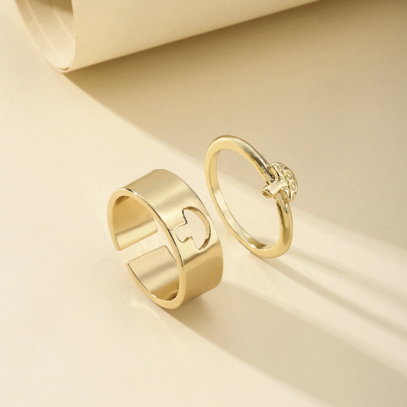 Lucu Jamur Pasangan Cincin Untuk Wanita Pria Trendi Vintage Terbuka Cincin Set Pertunangan Pesta Pernikahan Perhiasan Hadiah Punk Hip Hop