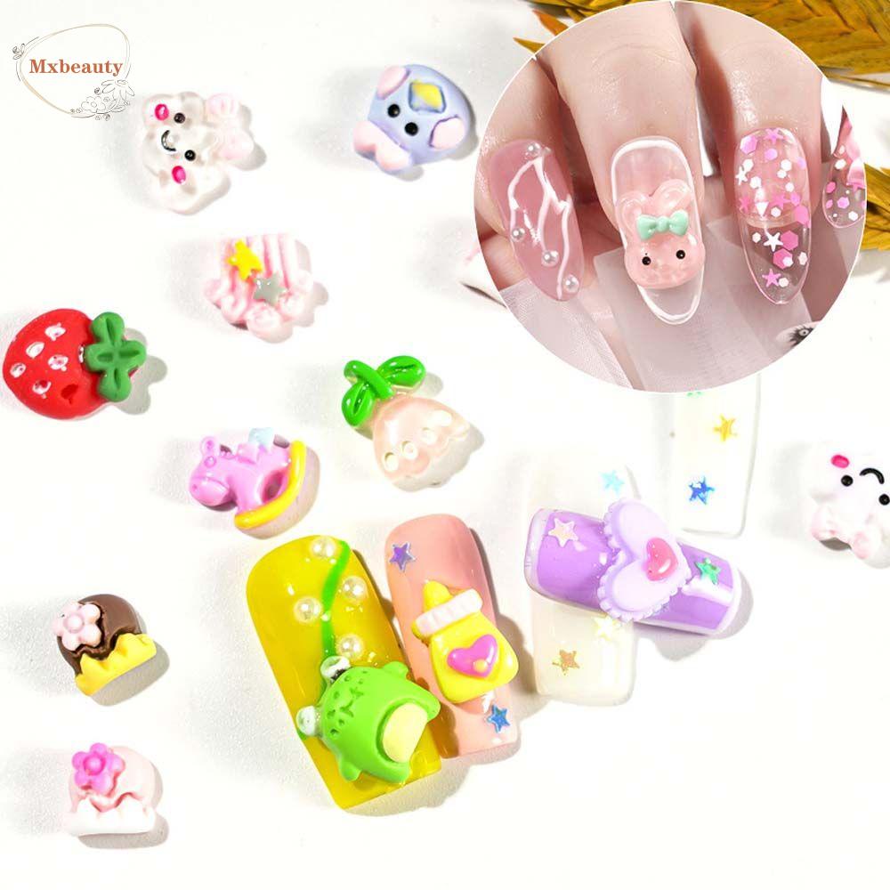 Mxbeauty DIY Resin Perhiasan 28Pcs/Lot Kreatif Tips Kuku Manikur Aksesoris Kartun Warna Campur Dekorasi Nail Art