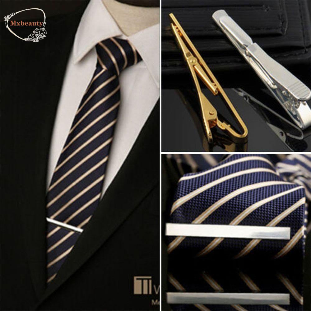 MXBEAUTY Fashion Metal Tie Clip Pin New Arrival Suit Clip Necktie Clasp Trendy Stainless Steel Silver Gold Toned Practical Hot Sale Simple for Men Gift/Multicolor