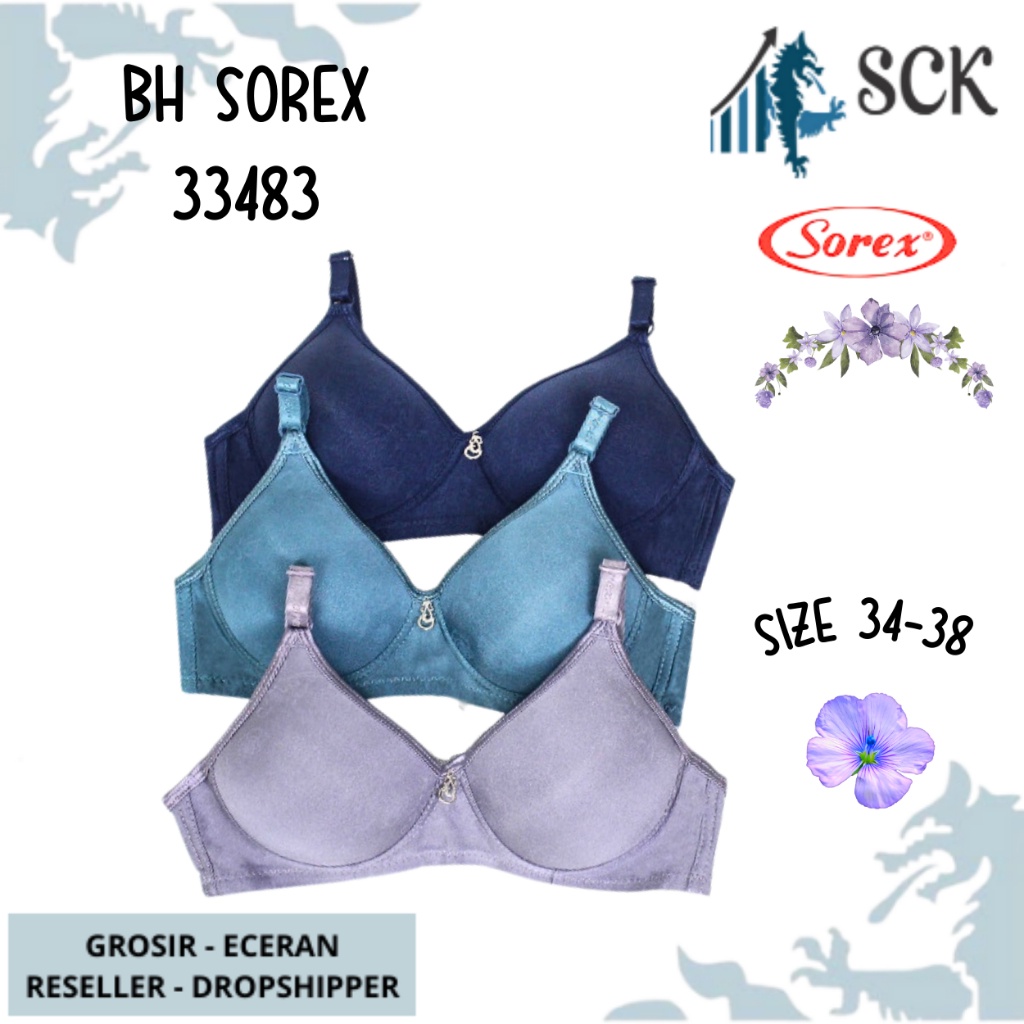 BH SOREX 33483 Busa Sedang Tanpa Kawat Kait 3 Setara Cup B-C / BH SOREX  / Pakaian Dalam Wanita - sckmenwear