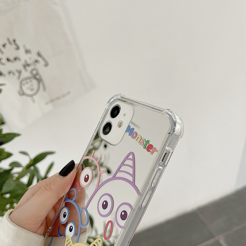 [Anti Jatuh Cermin] Pretty Makeup Silikon Soft Case IPhone 6S 7 8 Plus X XR XS Max IPhone 11 12 13 14 Pro Max 14 Plus 7+8+12 13 mini Wanita Gadis Kartun Lucu Monster