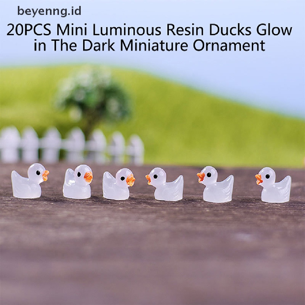 Beyen 20Pcs Bebek Resin Bercahaya Mini Glow In The Dark Miniatur Ornamen Bebek Kecil ID