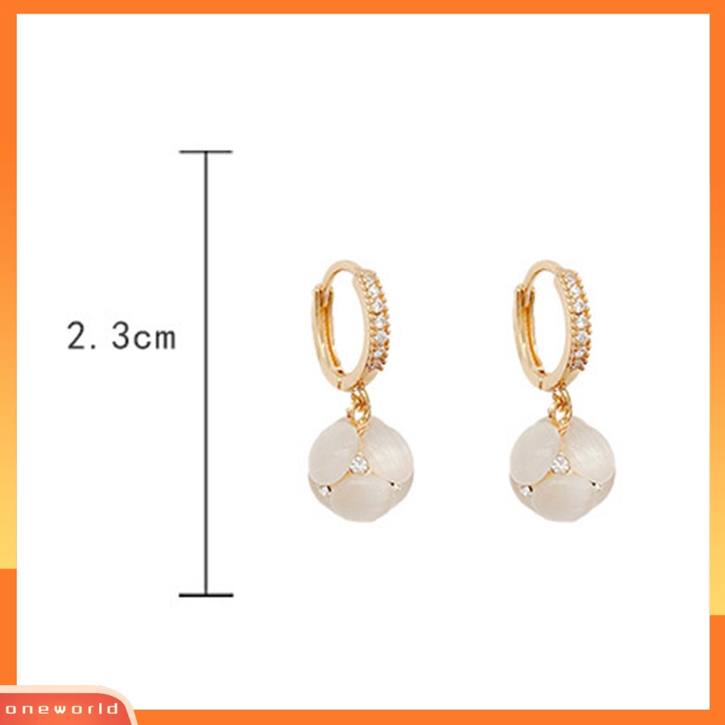 [EONE] 1pasang Menjuntai Anting Geometris Mengkilap Berlian Imitasi Bertatahkan Berkilau Terang Kilau Hias Hadiah Wanita Faux Opal Pendant Hoop Earrings Perhiasan Aksesori Fashion