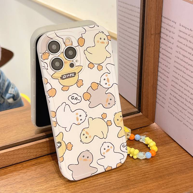 IPHONE Gelang Bebek Kuning Lucu Cewek Wanita Soft TPU Case HP iP Iphone6 6S 7 8 14+Plus SE 2020 X XS XR Max11 12 13 Pro Max FTD Casing Apple