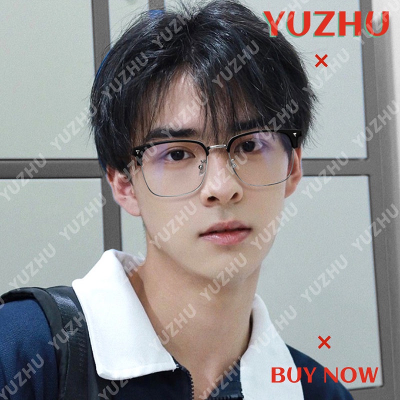 (YUZHU) Tr90 Metal Square Frame Meter Kuku Anti Cahaya Biru Kacamata Untuk Wanita Korea Fashion Bingkai Alis Kacamata Komputer Anti Radiasi