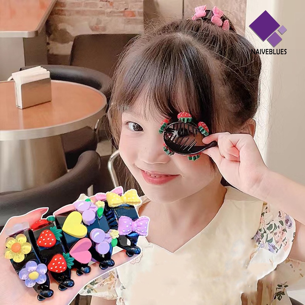&lt; Naiveblues &gt; Ponytail Jepit Rambut Kartun Manis Lucu Kuat Non-slip Aksesoris Rambut Strawberry Cinta Hati Ikatan Simpul