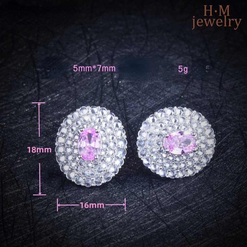 Anting Kristal Pink Fashion Mewah Perak S9252023Baru