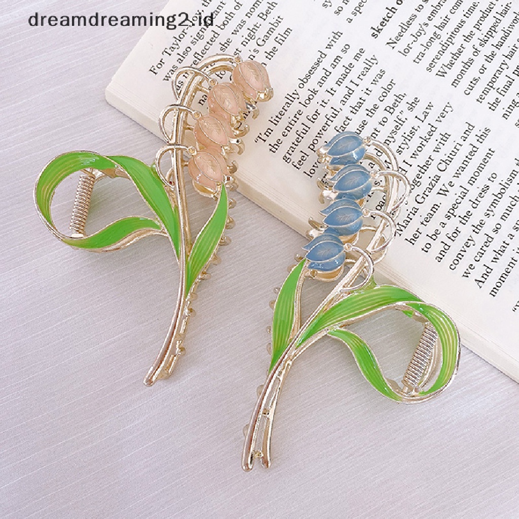 (dream) Elegant Hair Claw Bluebell Flower Hair Clip Aksesoris Rambut Jepit Rambut Cakar Klip//