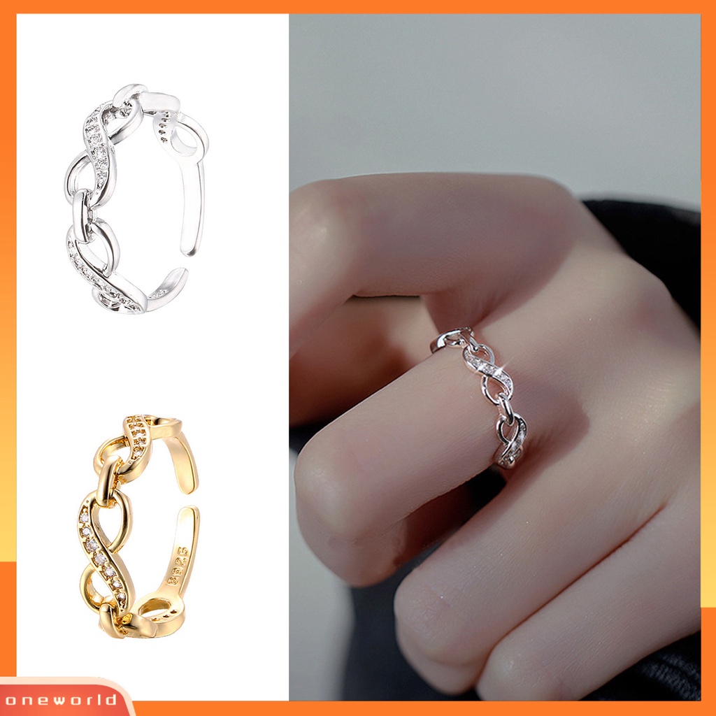 [EONE] Wanita Cincin Berongga-out Berlian Imitasi Mengkilap Hias Berkilau Pembukaan Yang Dapat Disesuaikan Dekoratif Hadiah Nomor8 Infinity Cinta Jari Cincin Perhiasan Fashion Untuk Hari Kasih Sayang