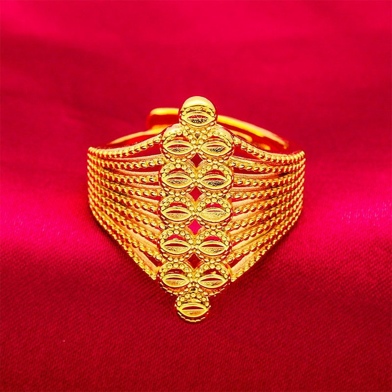 Goldkingdom Perhiasan Fashion 24K Bangkok Aksesoris Spot Wanita Besar Bunga Cincin Mendominasi Minimalis