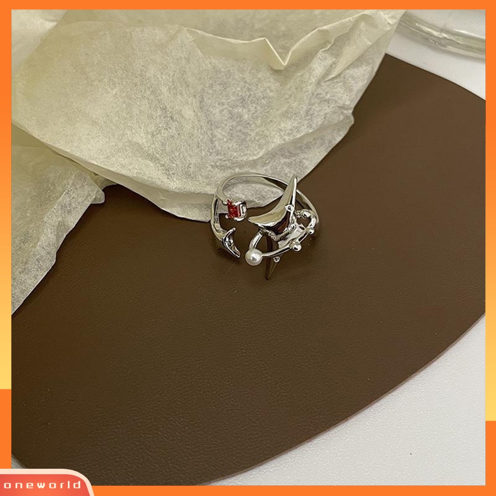 [EONE] Adjustable Multi Layer Temperamen Wanita Cincin Kreatif Spiral Salib Bintang Terbuka Cincin Perhiasan Aksesoris