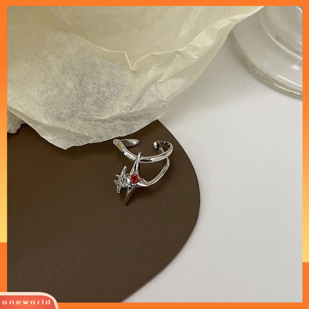 [EONE] Adjustable Multi Layer Temperamen Wanita Cincin Kreatif Spiral Salib Bintang Terbuka Cincin Perhiasan Aksesoris