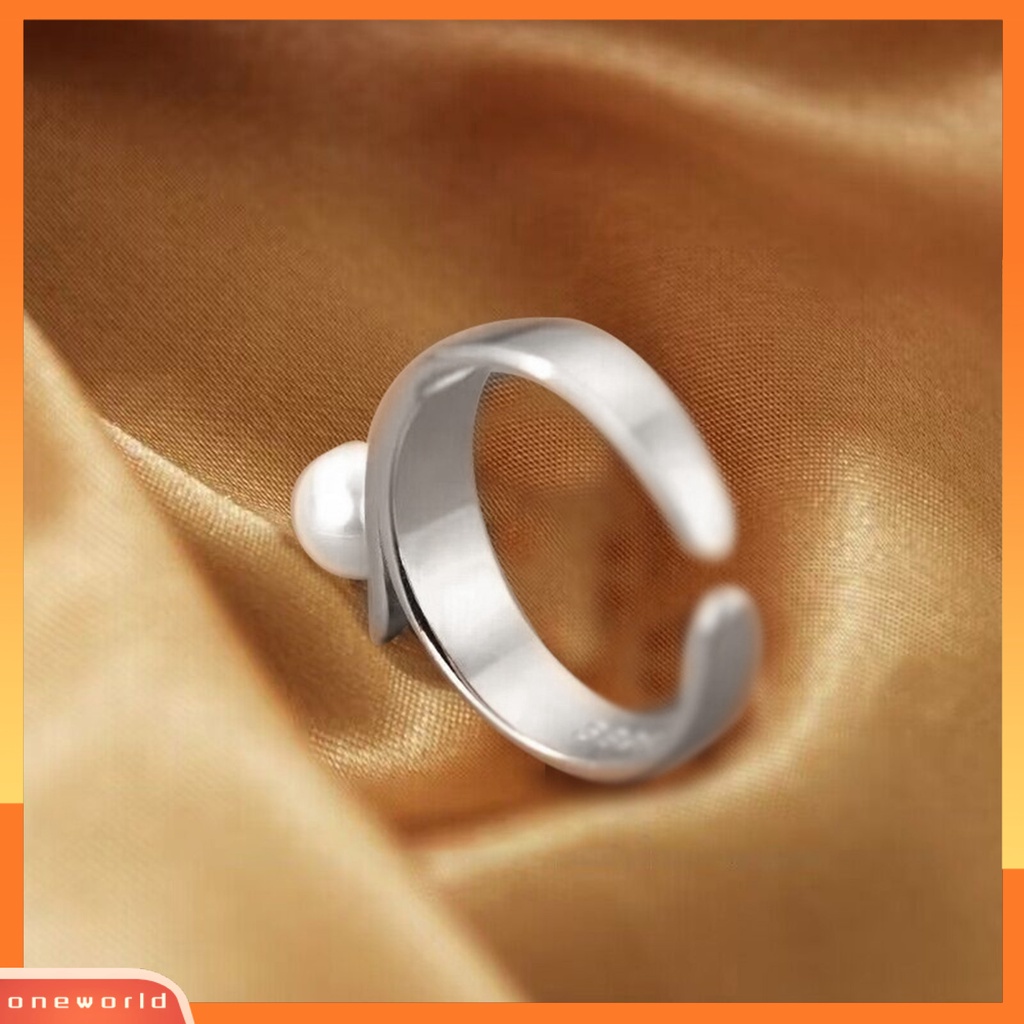 [EONE] Cincin Jari Trendi Minimalis Elegan Ringan Mewah Halus Hias Tembaga Desain Mutiara Imitasi Cincin Pesta Perhiasan Aksesori