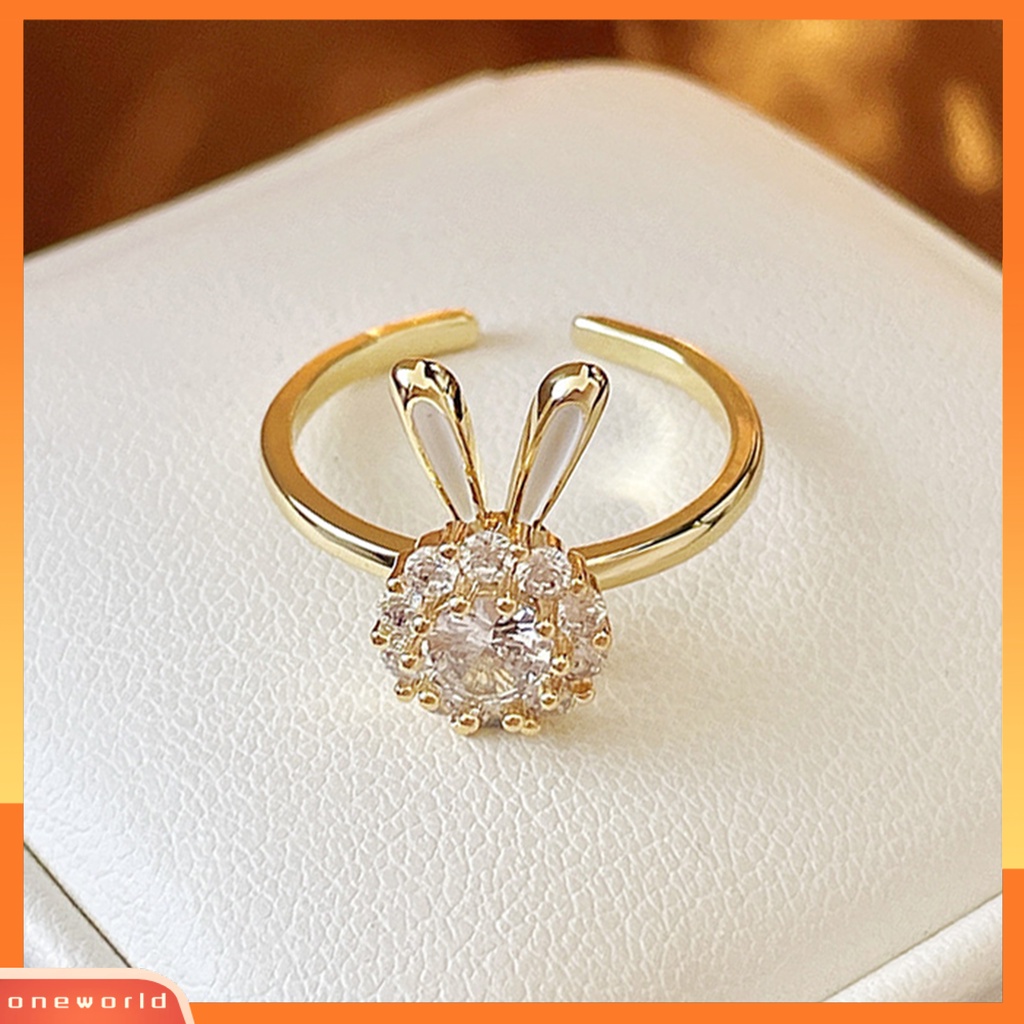 [EONE] Knuckle Ring Electroplating Cubic Zirconia Geometris Adjustable High Gloss Dress Up Hypoallergenic Halus Kelinci Pesona Terbuka Cincin Wanita Perhiasan