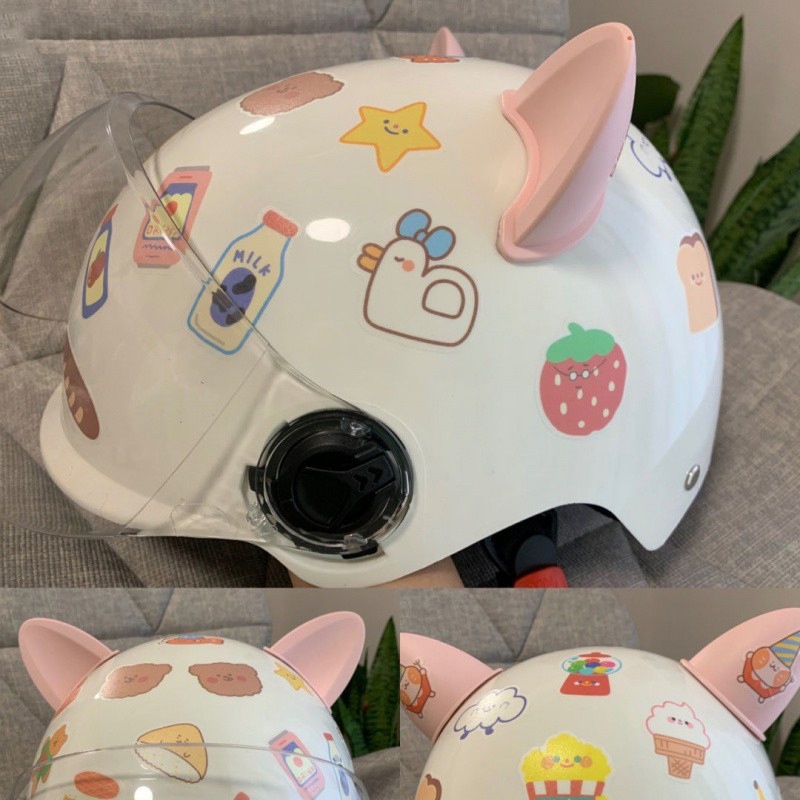 [Grosir] Universal Colorful Helm Motor Sepeda TPU Telinga Kucing Lucu Tanduk Setan Decor Stiker Dekorasi Moto Elektrik Mobil Mengemudi Styling Aksesoris Decals