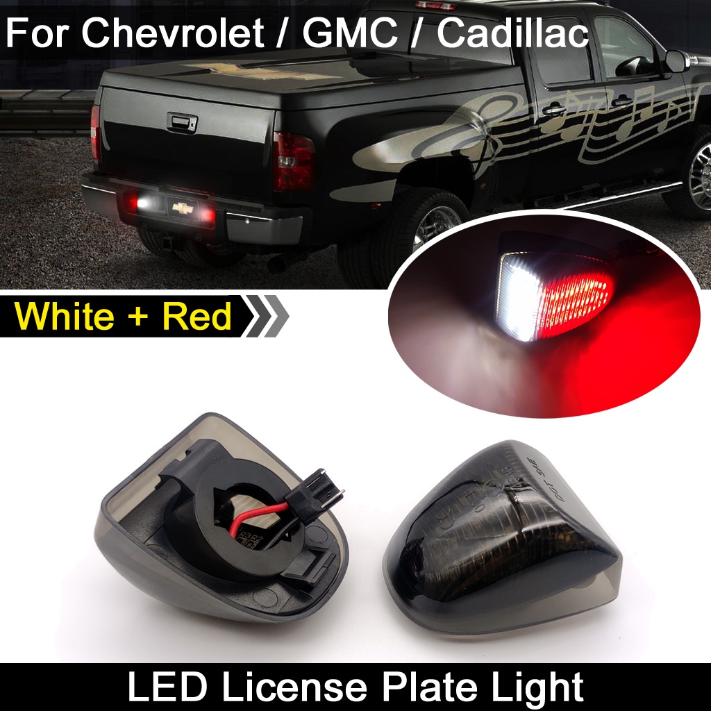 GMC 2pcs Lampu Plat Nomor Lisensi LED Putih+Merah Kecerahan Tinggi Untuk Chevrolet Suburban Silverado Gmc1500 2500 3500 Cadillac