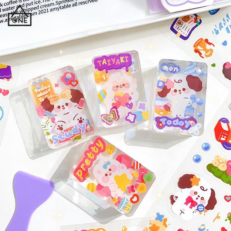 COD❤️Stiker Scrapbook Lucu Kartun Kartun PET Tahan Air DIY Bahan Dekorasi Cangkir Air Stiker-A.one