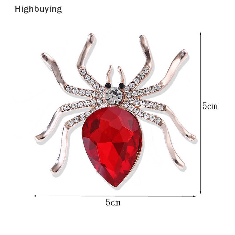 Hbid Fashion Kreatif Kristal Spider Hewan Bros Pin Untuk Wanita Pakaian Kerah Mantel Aksesoris Glory