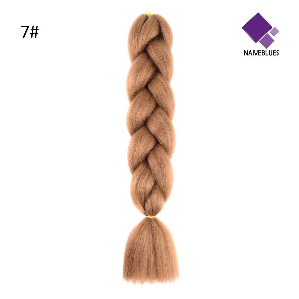 &lt; Naiveblues &gt; Ekstensi Rambut Sintetis Warna Solid Kepang Afrika Crochet Ponytail