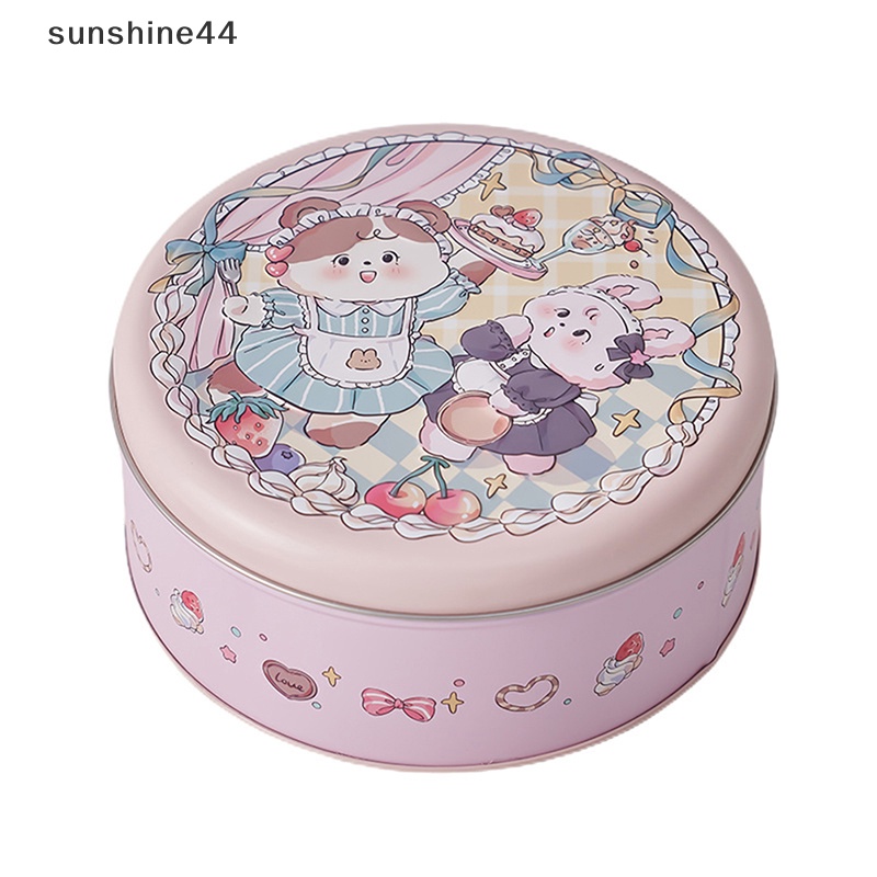 Sunshine New Bear Biskuit Dessert Tin Storage Box Cute Rabbite Large Round Metal Case ID