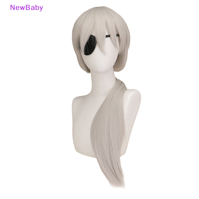 Newbaby Anime Rantai Man Quanxi Cosplay Perak Wig Panjang Mata Patch Tahan Panas ID