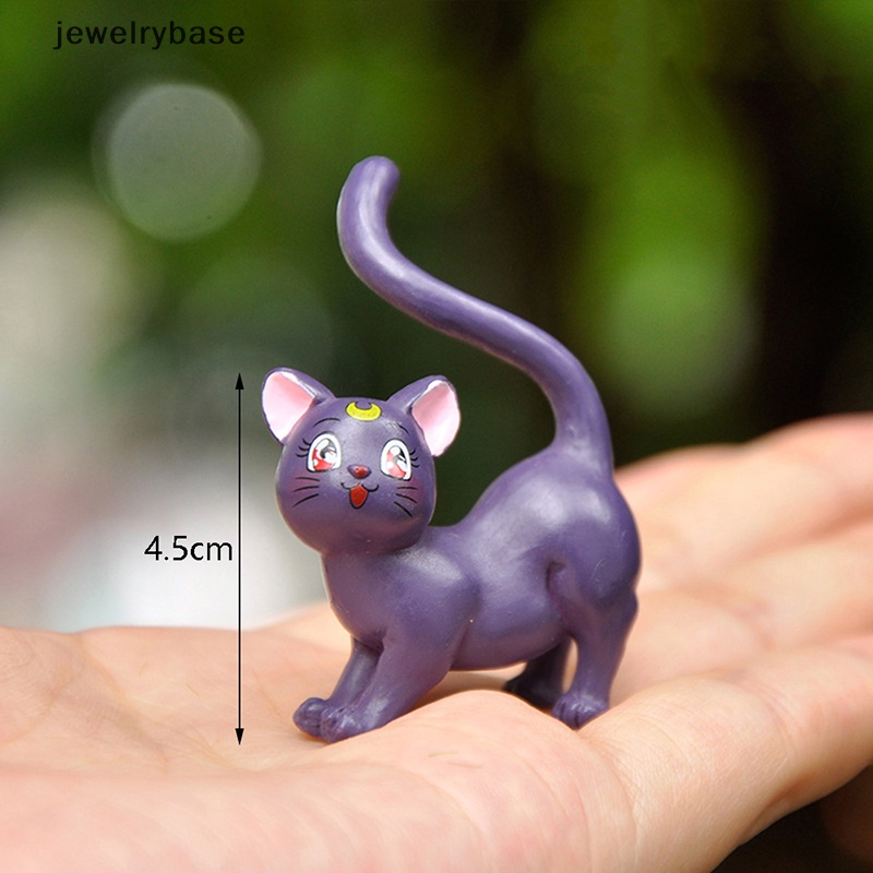 [jewelrybase] 4pcs/set Anime Lucu Sailor Moon Cat Miniatur Dekorasi Kue Figurine PVC DIY Craft Boutique