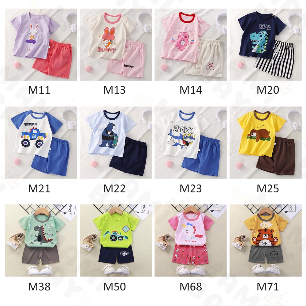 OKEYI Setelan Baju Bayi Lengan Pendek Motif Lucu Kaos Anak Bayi Set Import 0-1Tahun