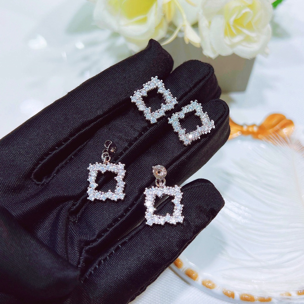 Goldkingdom Aksesoris Perhiasan Fashion Ready Stock Sterling Silver Bertabur Berlian Anting Dewi Mewah Ringan Anting Serbaguna Hadiah Untuk Wanita