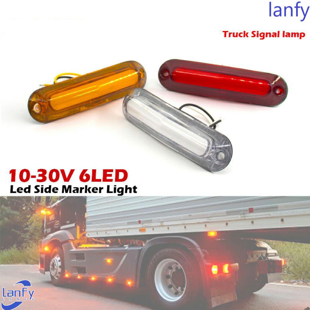 Lanfy Lampu Mobil Tahan Air 12V 24V 2Pcs Aksesoris Mobil Lampu Peringatan Warning Lamp Truk 6LED Lampu LED