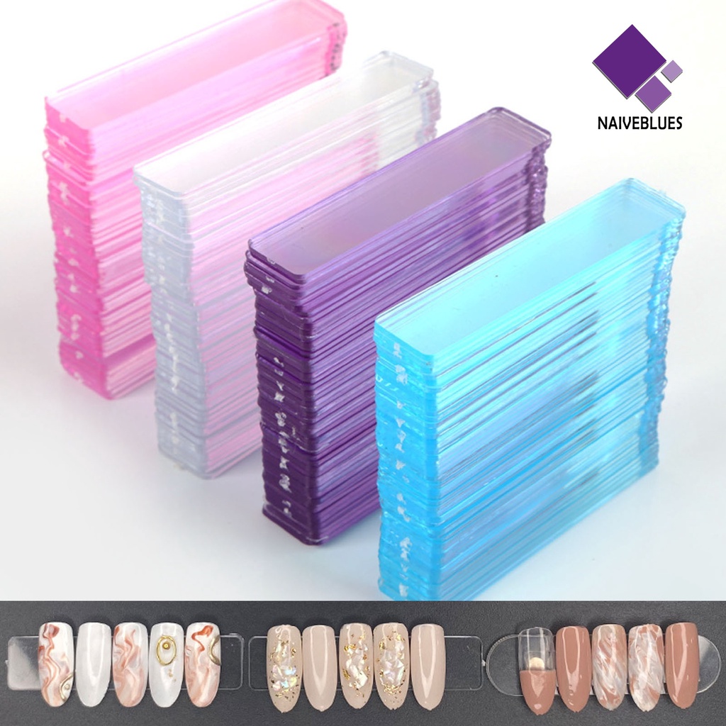 [naiveblues] 50pcs Nail Display Stand Reusable Smooth Edge Vivid Burr Free Paku Akrilik Ultra-Ringan