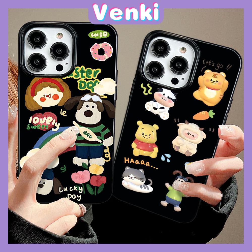 Venki - iPhone14 Case Soft Shell TPU Big Hole Candy Case Cute Puppy Cartoon Black Phone Case Protection Shockproof Compatible with iPhone 13 Pro max 12 Pro Max 11 xr xs max 7 8