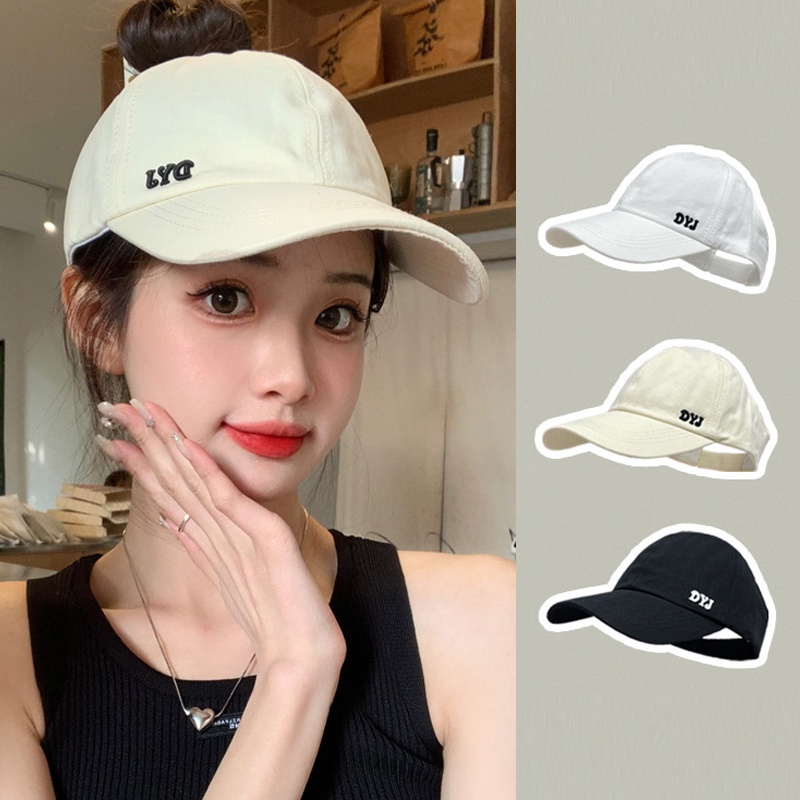 Korea Adjustable Surat Topi Baseball Wanita Musim Panas Tinggi Ponytail Kosong Atas Topi Tabir Surya Luar Ruangan