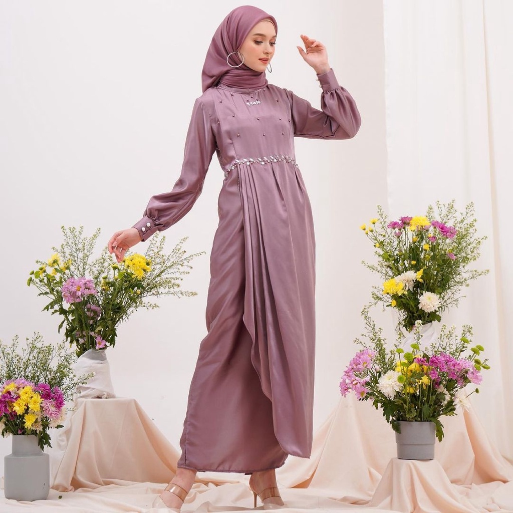Iniel Shop // TERLARIS - COD Stella Dress Gamis Kondangan Jumbo Ld 120 Selia Dress Brokat Jumbo Maxm