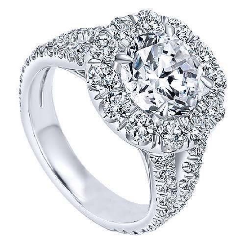 Goldkingdom Aksesoris Perhiasan Fashion Ready Stock Cincin Zirkon Bulat Super Berkilau Baru Pertunangan Sterling Silver Dengan Cincin Berlian