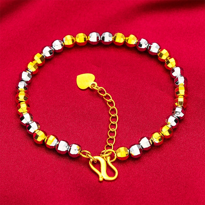 Goldkingdom Fashion Perhiasan Aksesoris Ready Stock Wanita Manik Emas Kecil Gelang Bracelet Gelang Lapis Emas Perak Dua Warna