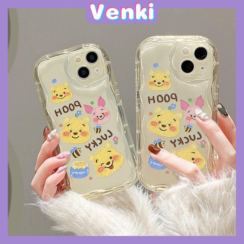 VENKI - For iPhone 11 iPhone Case 3D Curved Edge Wave Clear Case TPU Airbag Shockproof Camera Cover Cute Bear Compatible with iPhone 14 13 Pro max 12 Pro Max xr xs max 7 Plus 8