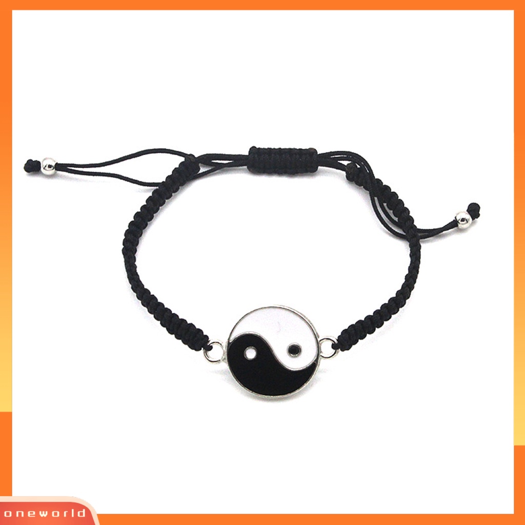 [EONE] Couple Gelang Handmade Braided Adjustable Bulat Beads Alloy Tai Chi Yin Yang Pria Wanita Tali String Fashion Perhiasan
