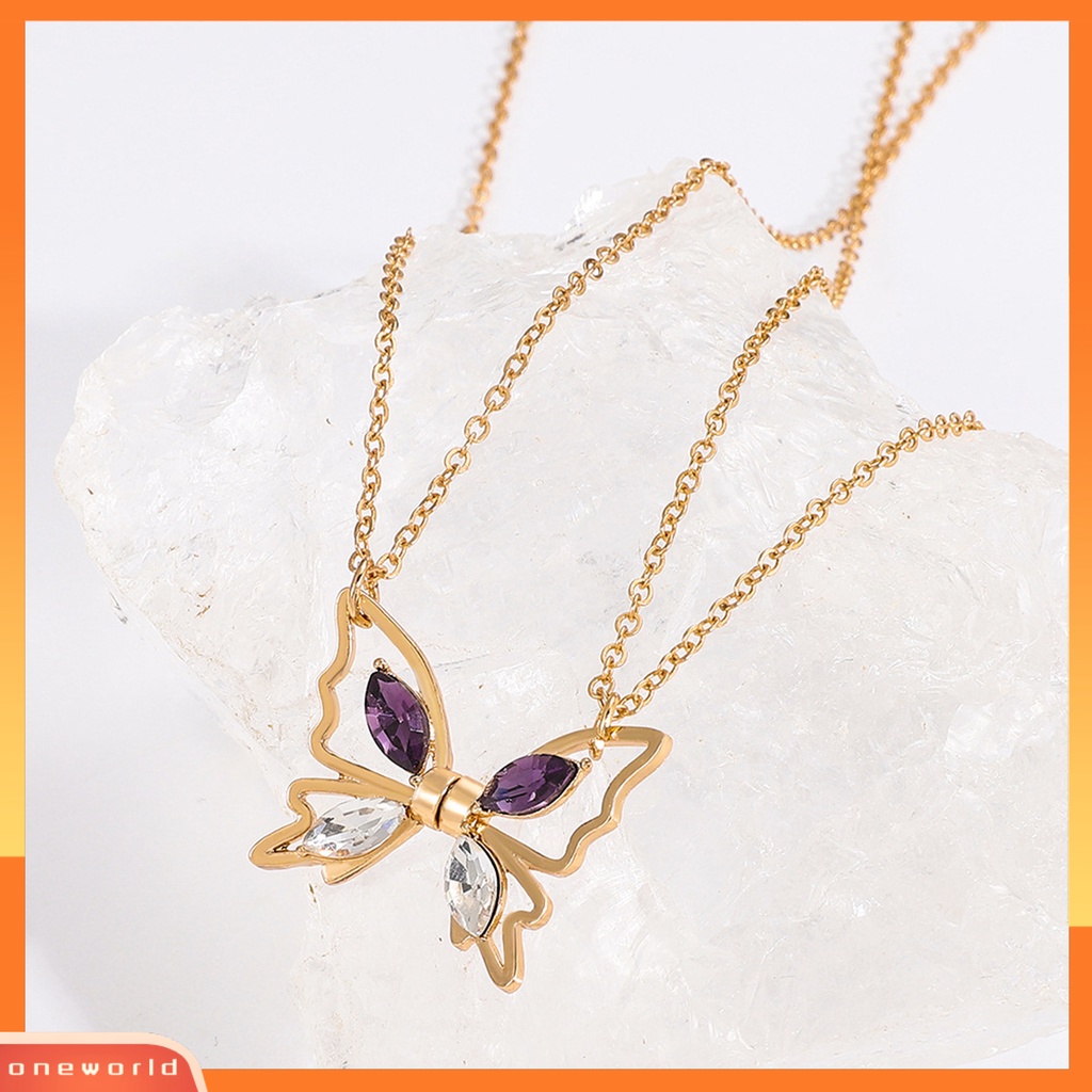 [EONE] Wanita Kalung Berongga Kupu-Kupu Liontin Electroplating High-polished Charming Dress Up Colorfast Wanita Elegan Liontin Kalung Fashion Jewellery