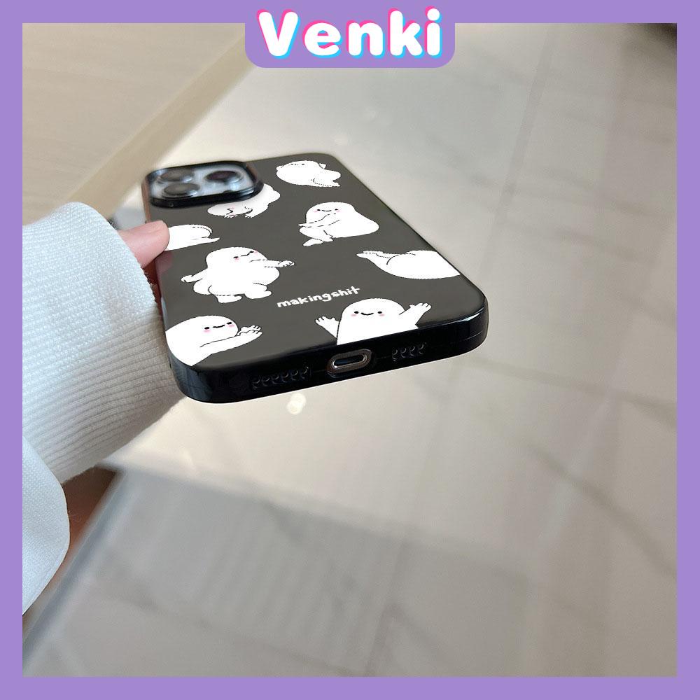 VENKI - For iPhone 11 iPhone Case Black Glossy TPU Soft Case Shockproof Protection Camera Abstract Cartoon Compatible with iPhone 14 13 Pro max 12 Pro Max xr xs max 7Plus 8Plus