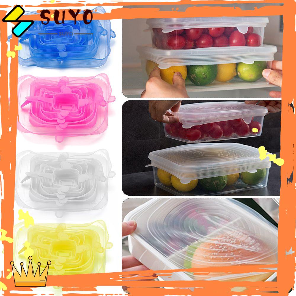 Suyo Bowl Cover 4warna Alat Dapur Menjaga Segar Tutup Makanan Segar Reusable Seal Round Square